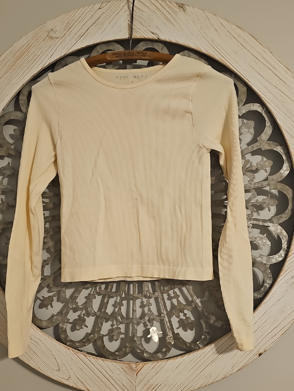 eye candy Cream Ribbed Long Sleeve Crew Top